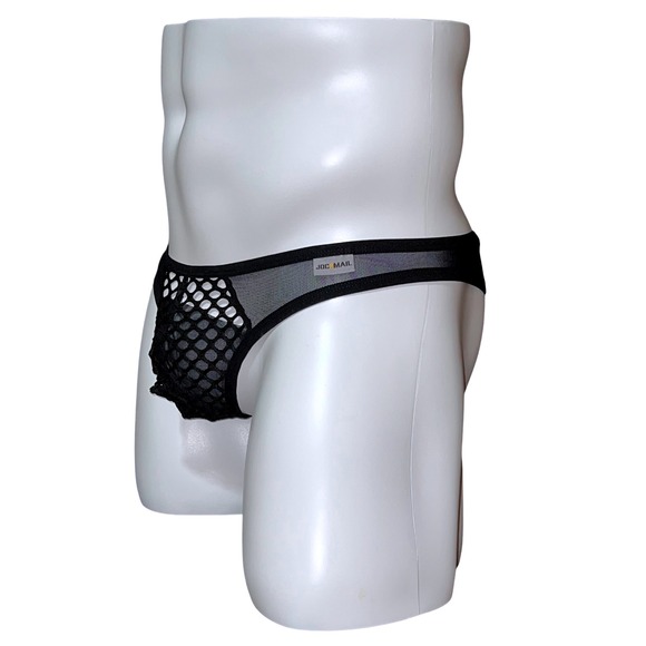 Jockmail Mesh Fishnet Sheer Thong Black Size L (30-32) JM220 NWT - Picture 5 of 12